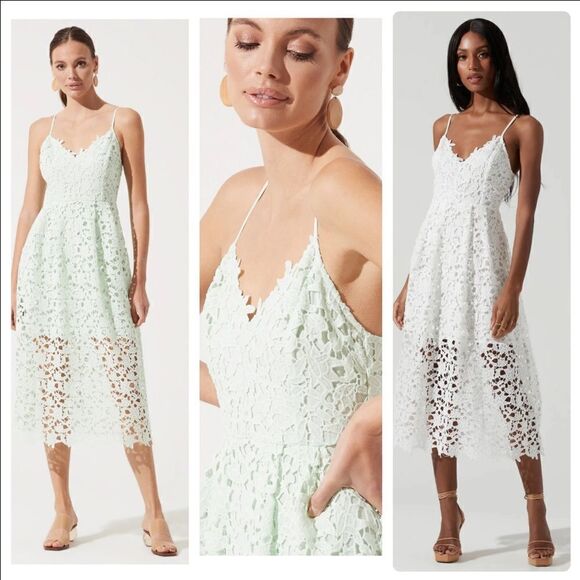 ASTR White Lace A Line Midi Dress MEDIUM - Picture 1 of 15
